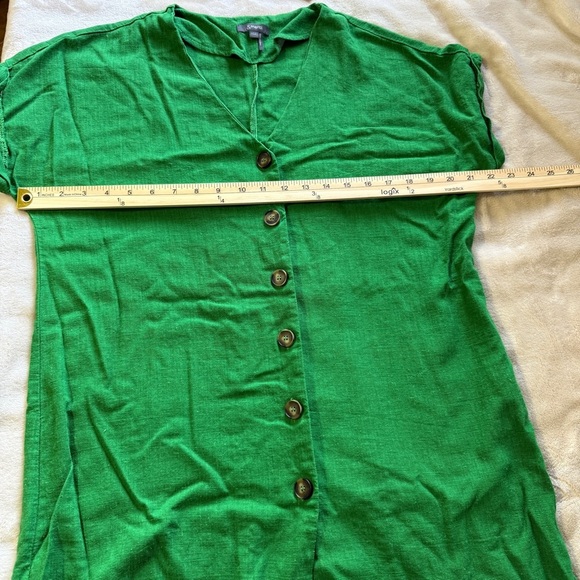 &Merci Linen Green Button-Up Women's Top - Picture 5 of 7